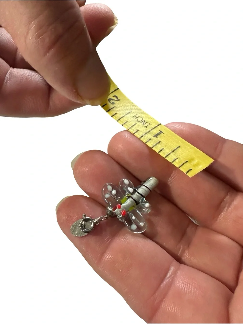 Vtg Shana Signed 925 Sterling Silver Lampwork Glass Dragonfly Pendant Charm 1.5